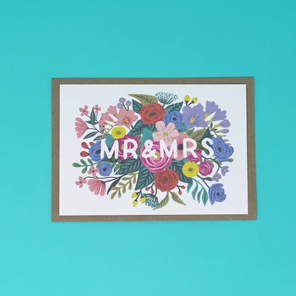 Mr &amp; Mrs Floral Wedding Card