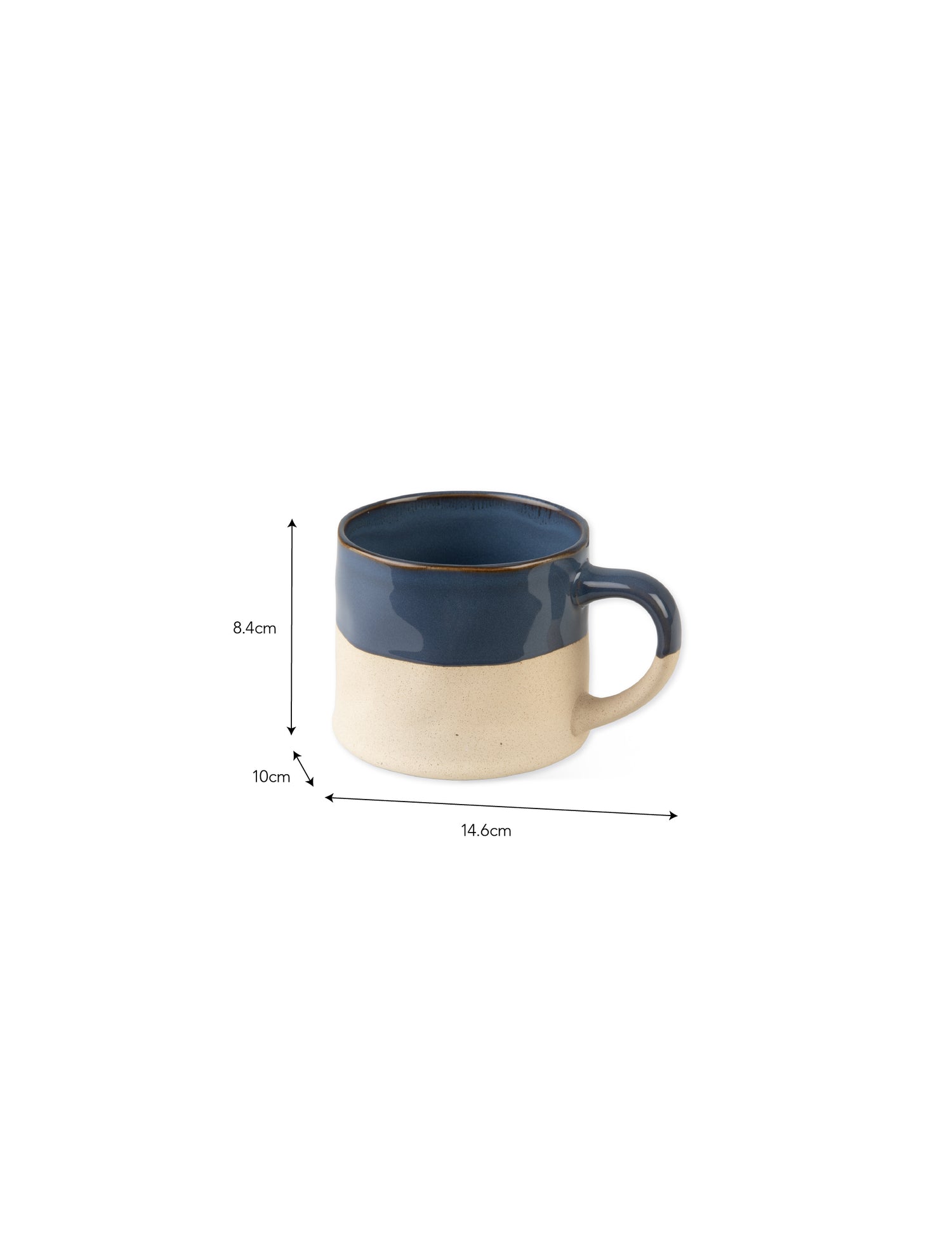 Bladon Half Glazed Mug Set Of 2 - Steel Blue