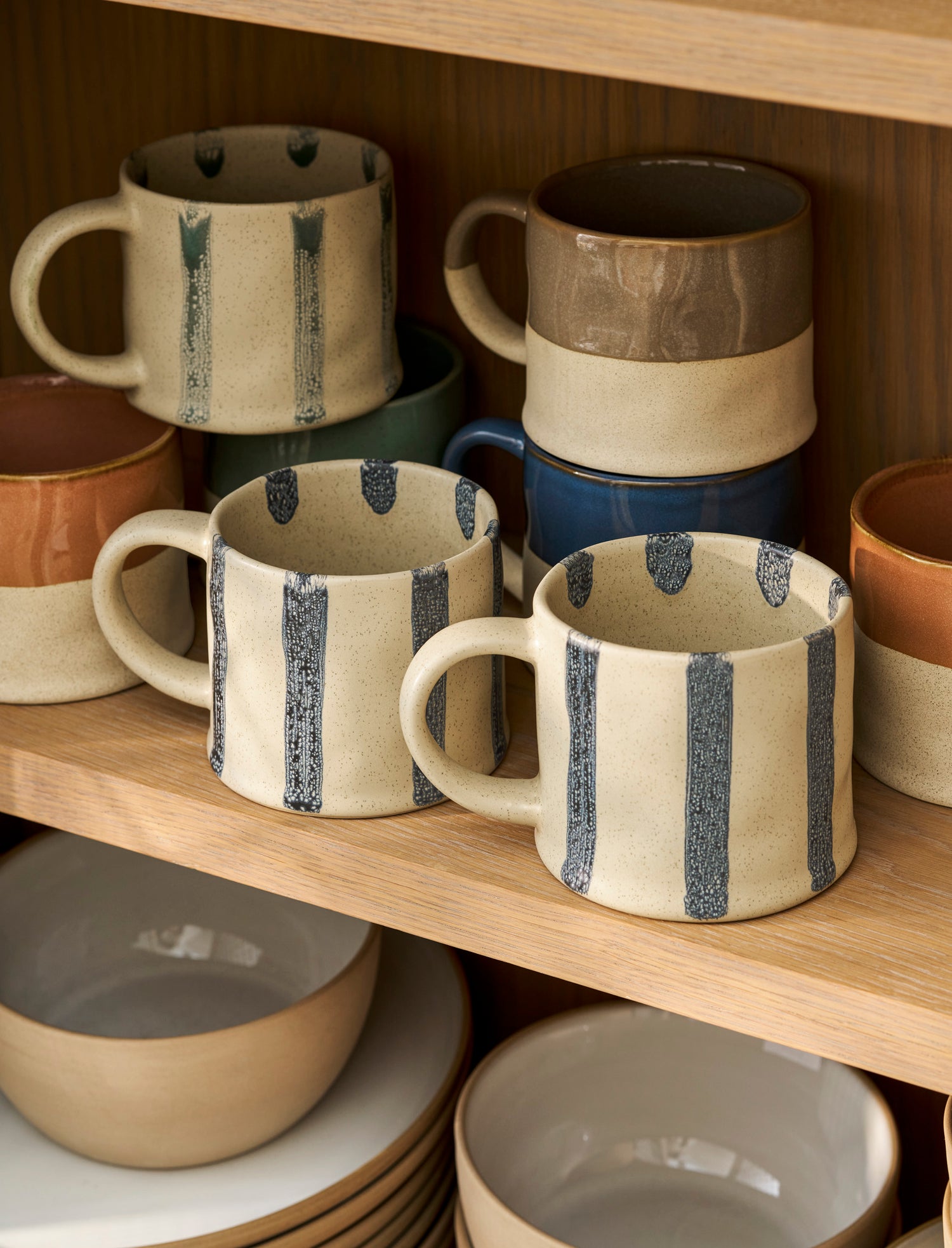 Woolstone Striped Mugs Set of 2 - Ink
