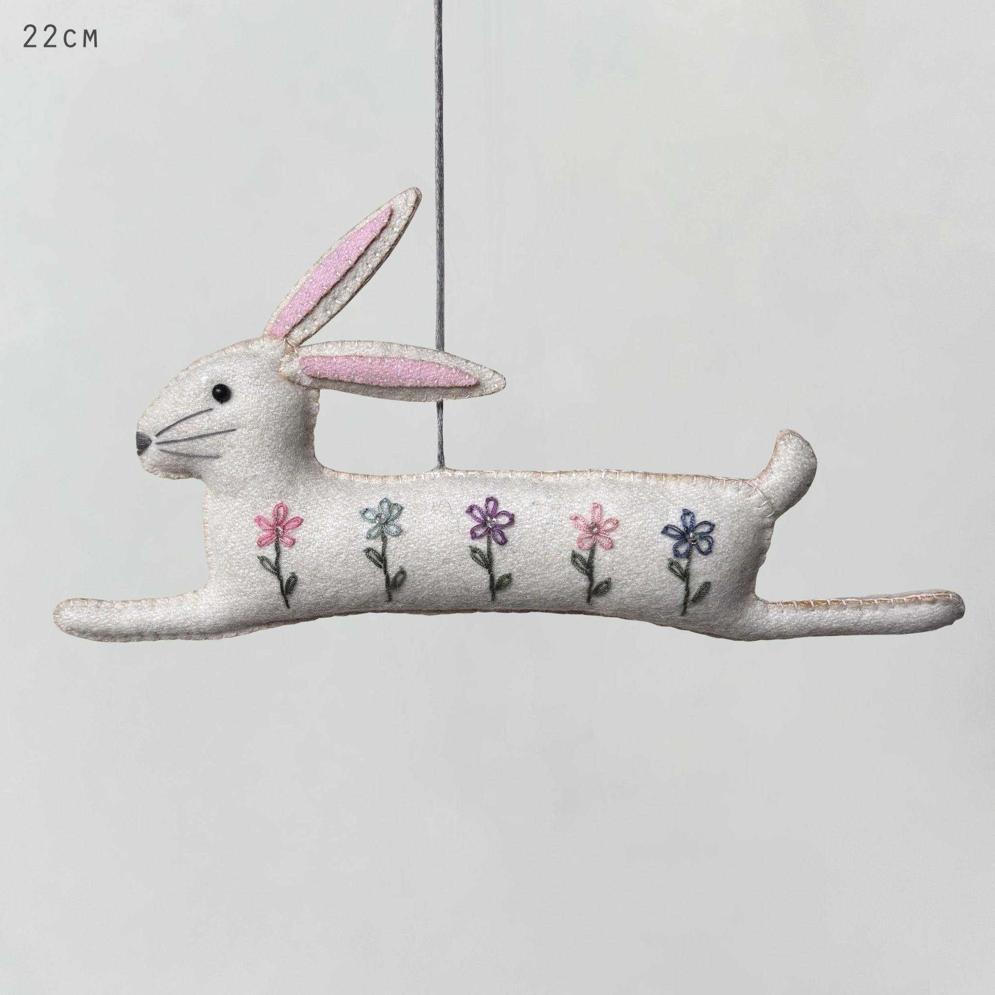Leaping Embroidered Folk Art Rabbit