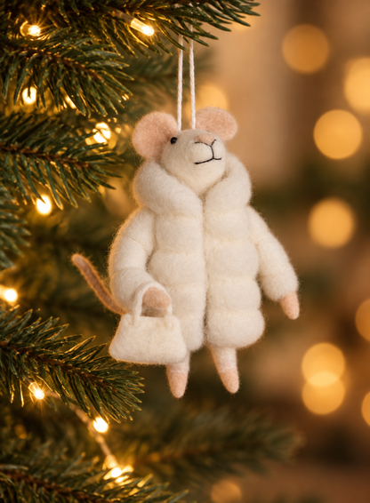 Mouse with furs - felt decoration