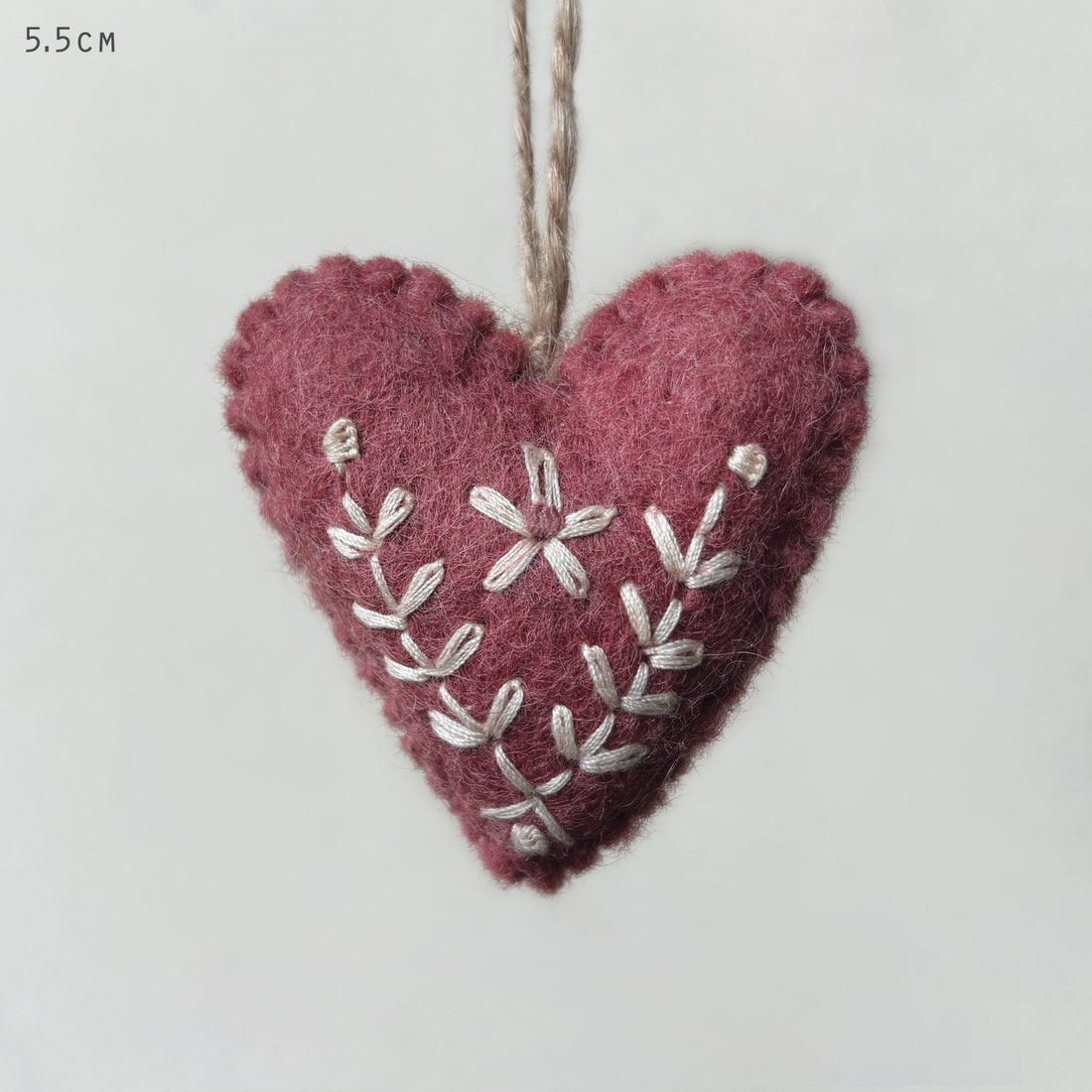 Felt Folk Art Heart - Dusky Pink