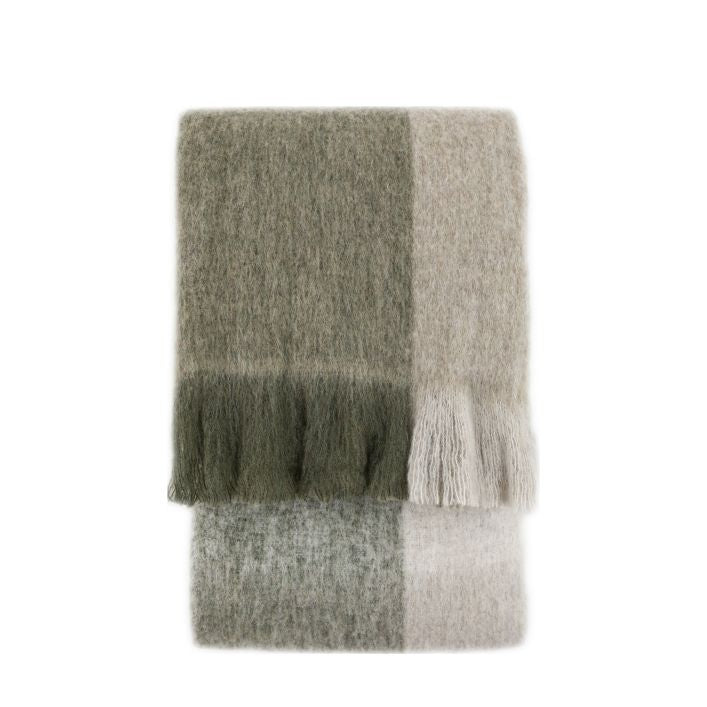 Heritage Check Faux Mohair Green Throw