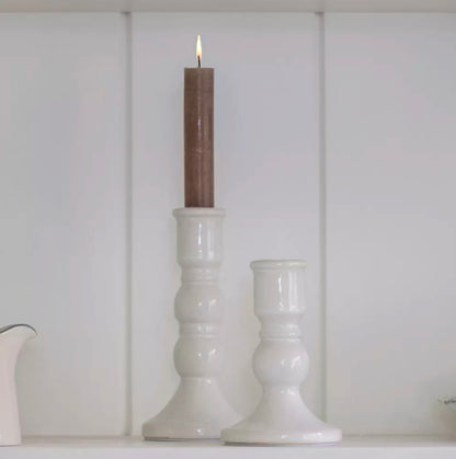 Candle Holder White Crackle - Small