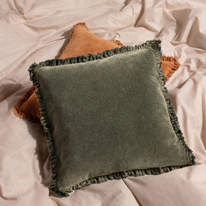 Bertie Velvet Cushion - Moss