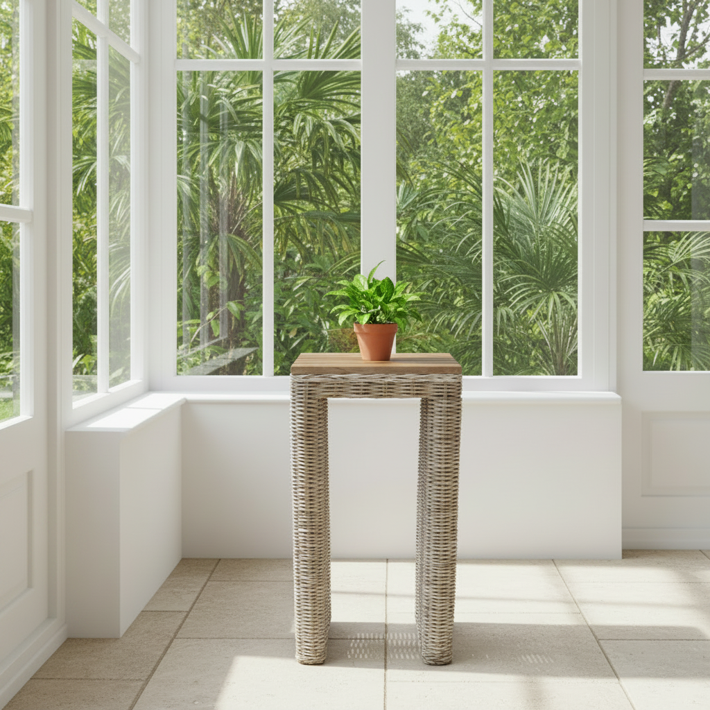 Tall Square Rattan Table
