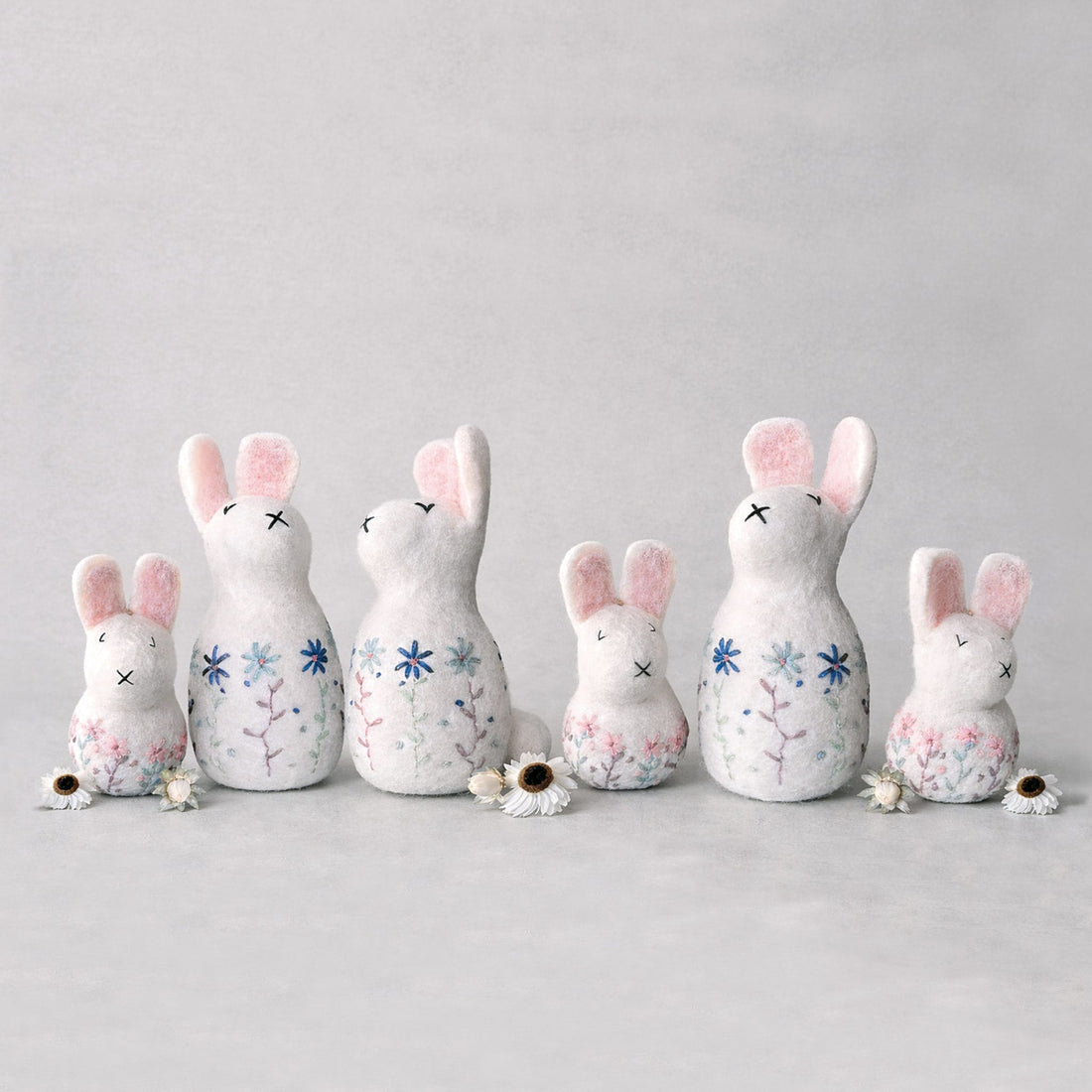 Folk art embroidered round rabbit