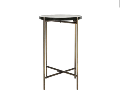 Aluva Glass Side Table - Clear &amp; Antique Brass