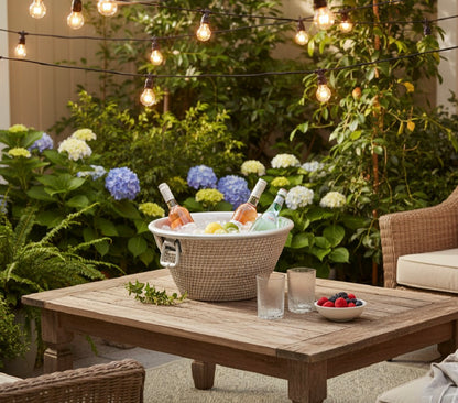 RATTAN CHAMPAGNE BUCKET WITH ALUMINIUM LINER