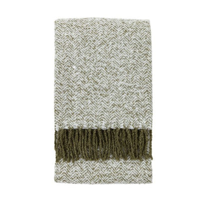 Duncan Herringbone Mohair Throw - Moss