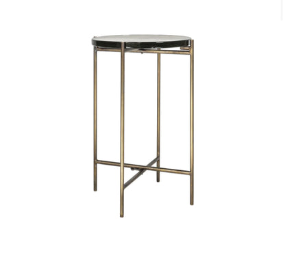 Aluva Glass Side Table - Clear &amp; Antique Brass