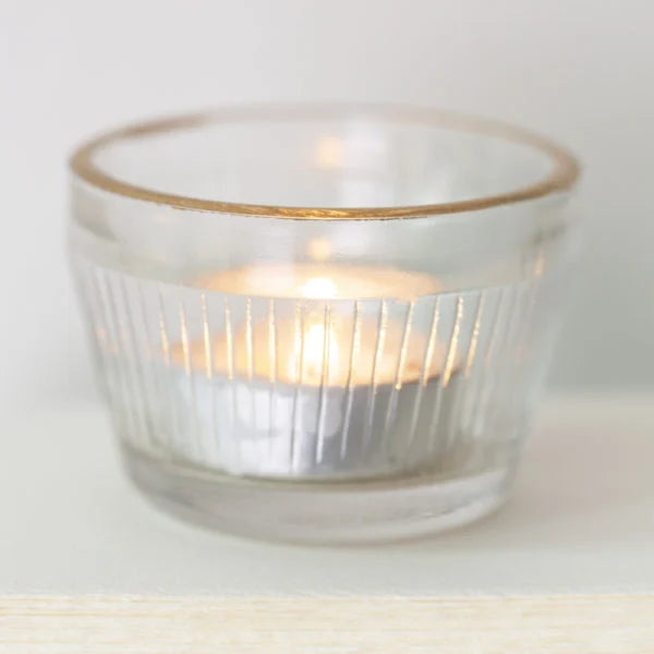 Ribbed holder with gold rim