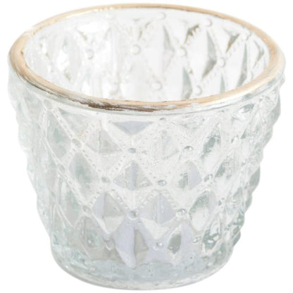 Tealight holder pressed diamond and gold rim