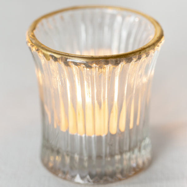 Tealight fluted with gold edge