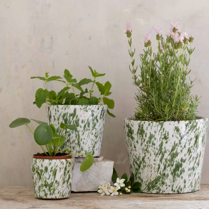 Old Style Dutch Pot Green Splatter - Large