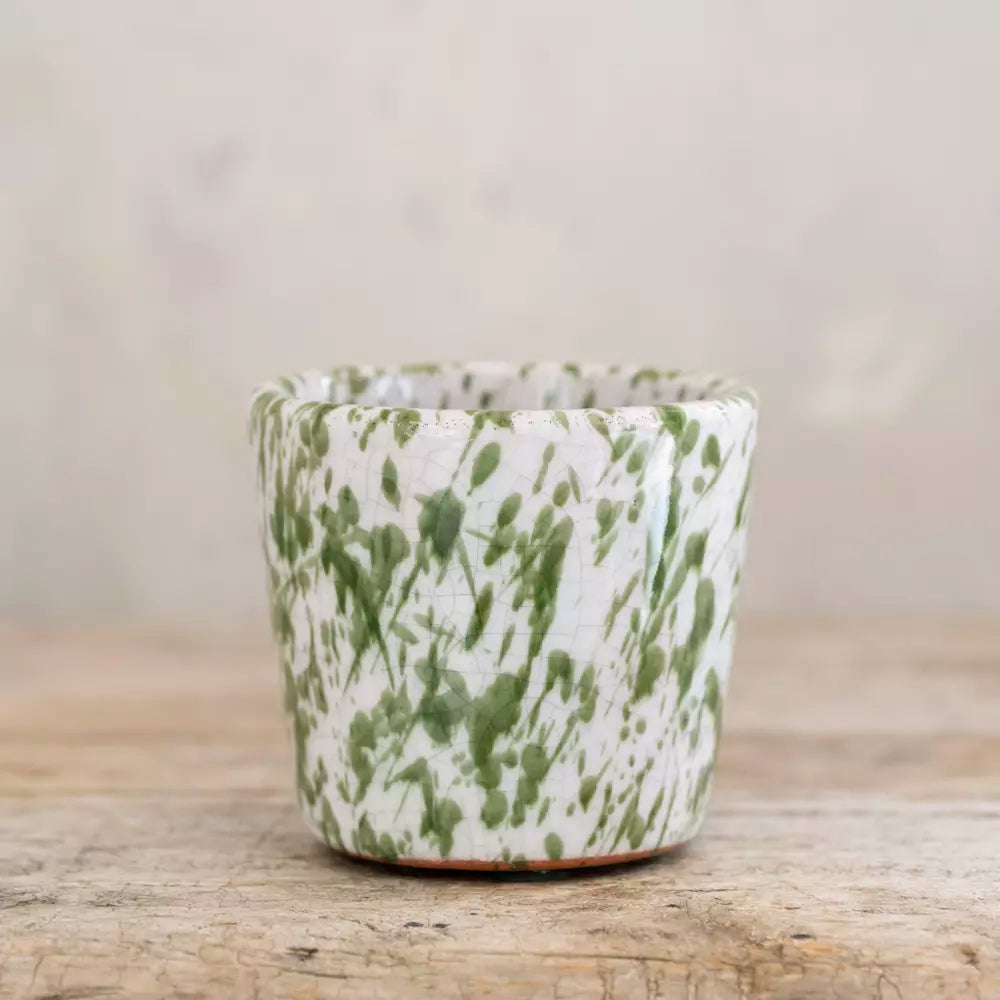 Mini Old Style Dutch Pots - Green Splatter
