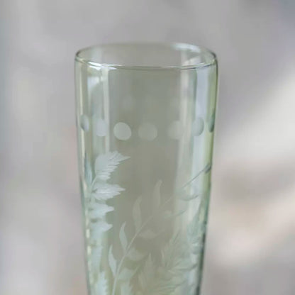 Etched Champagne Flute - Green
