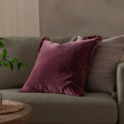 Bertie Velvet Cushion - Burnt Ruby