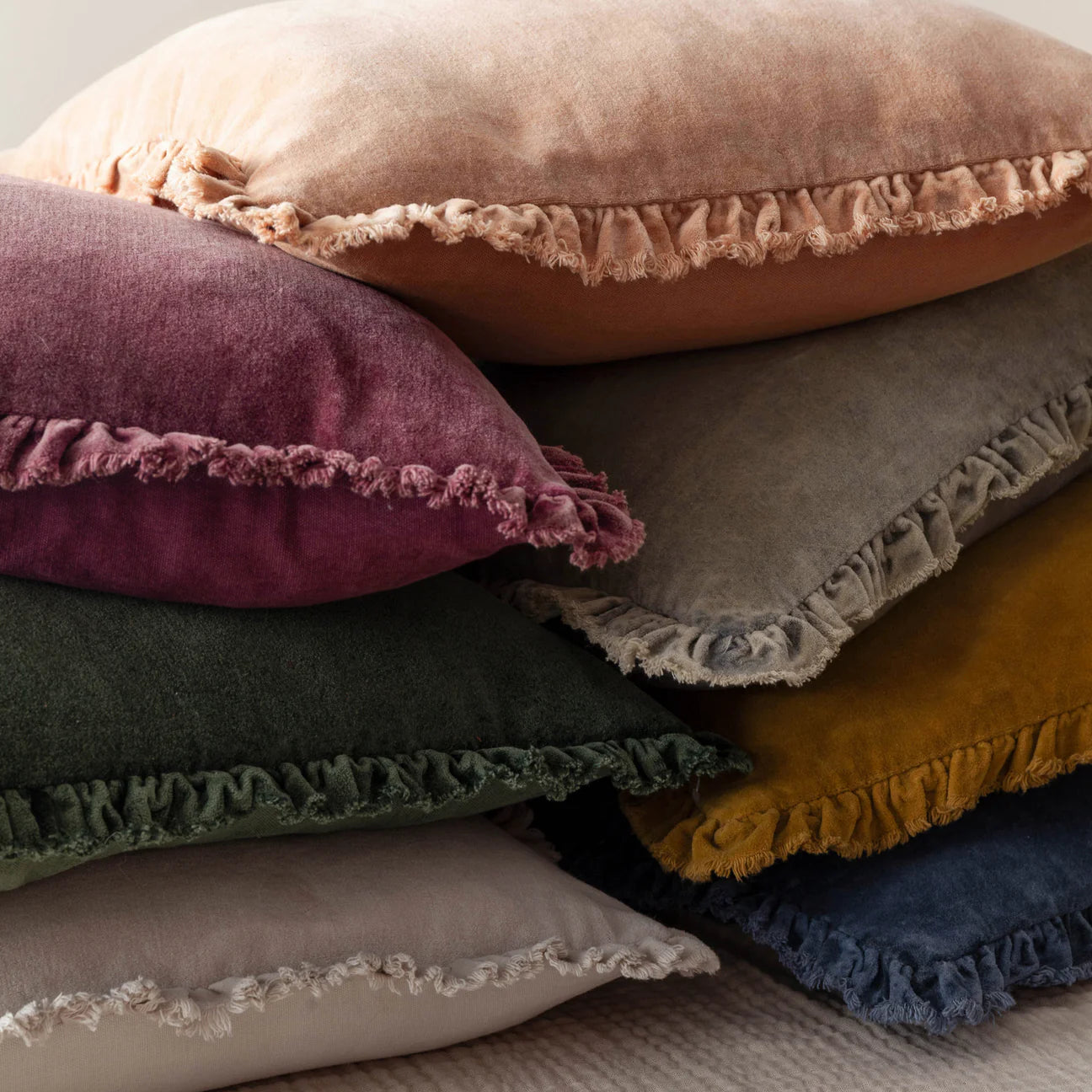 Bertie Velvet Cushion - Burnt Ruby