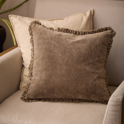 Bertie Velvet Cushion - Chocolate