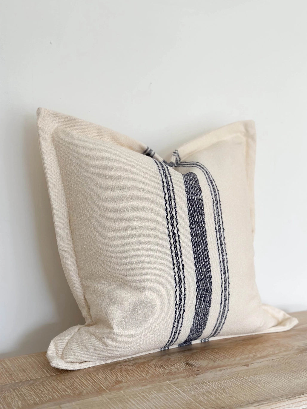 Louie Cushion - Cream &amp; Navy Stripe, Cotton Blend