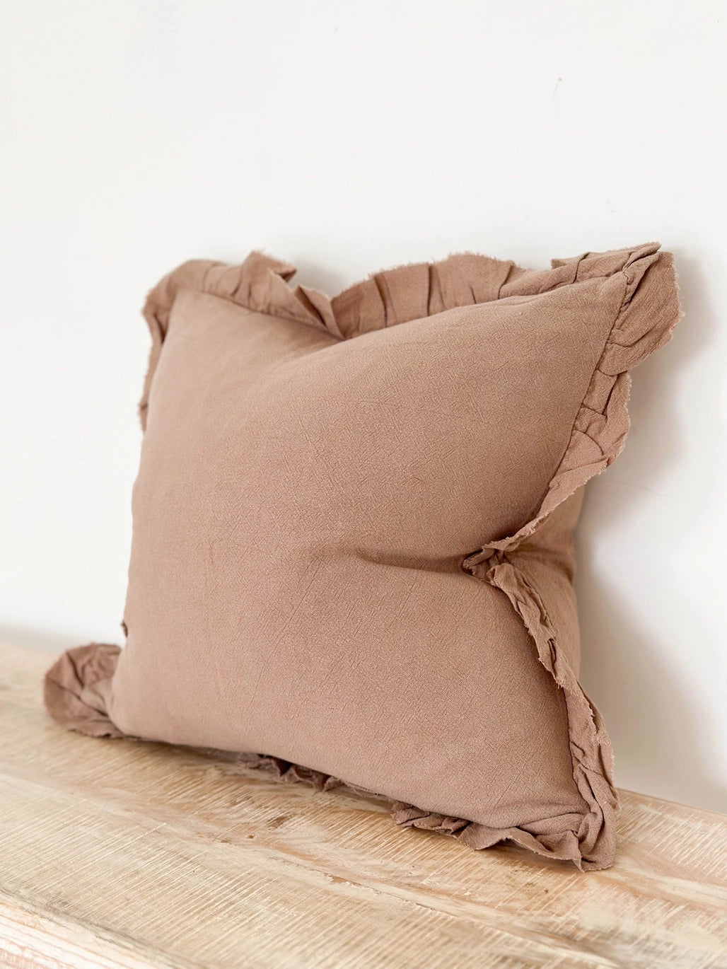 Ruffle Cushion - Taupe Linen