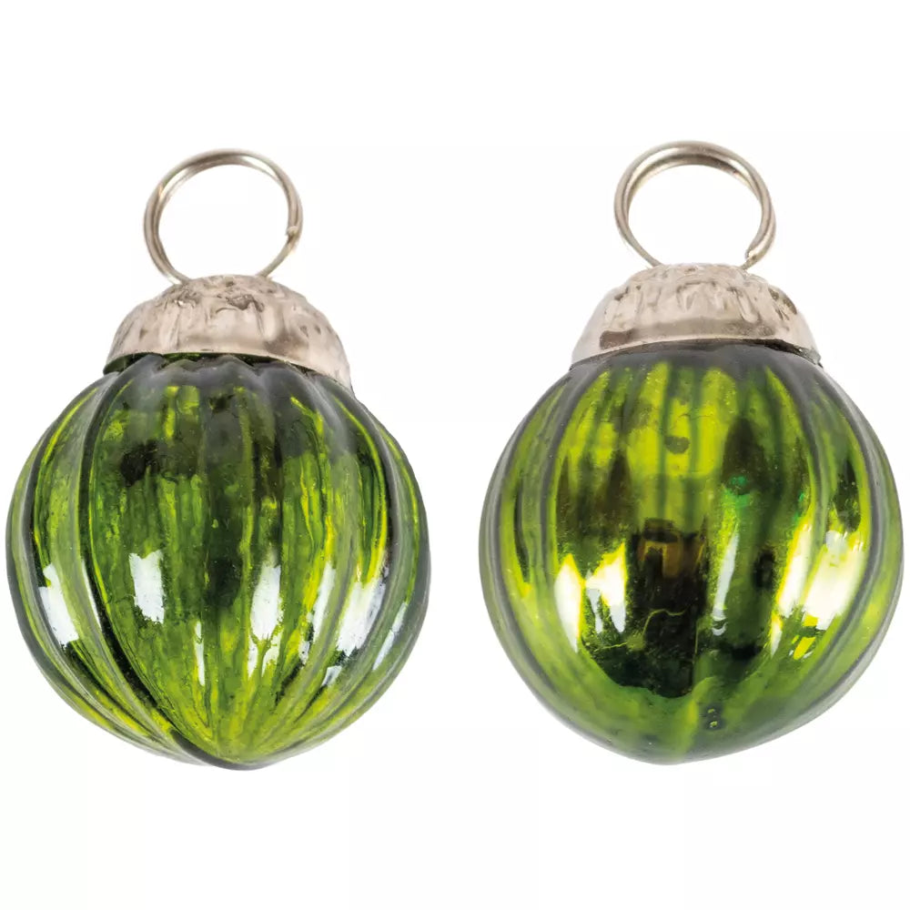 Mini Green Baubles Bag of 10