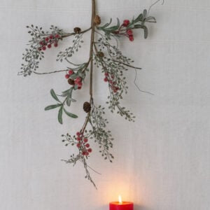 Iced Red Berry Spray with Frosted Leaves