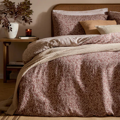 Perrie Leaf Double Duvet Cover set - Cinnamon