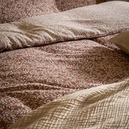 Perrie Leaf Double Duvet Cover set - Cinnamon
