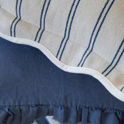 Chloe Nautical Stripe Scalloped Edge Cushion