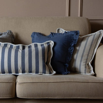 Chloe Nautical Stripe Scalloped Edge Cushion