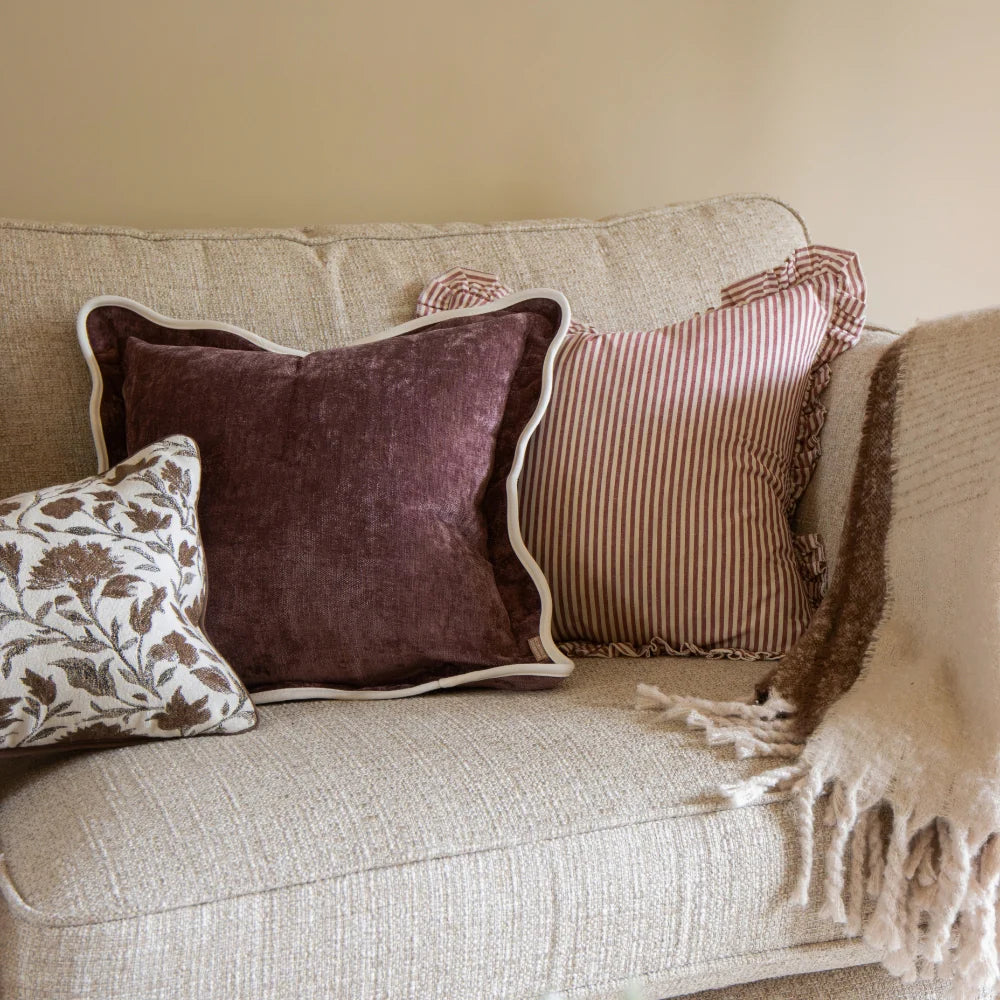 Chloe Plum Scalloped Edge Cushion Cover 55x55cm