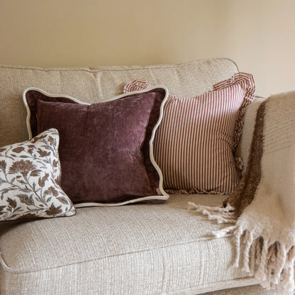 Chloe Plum Scalloped Edge Cushion Cover 55x55cm