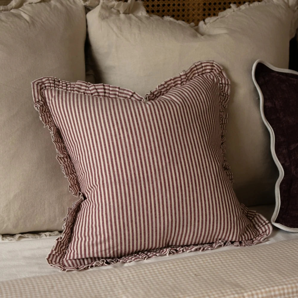 Darcy Burgundy Stripe Cushion Cushion Cover 45x45