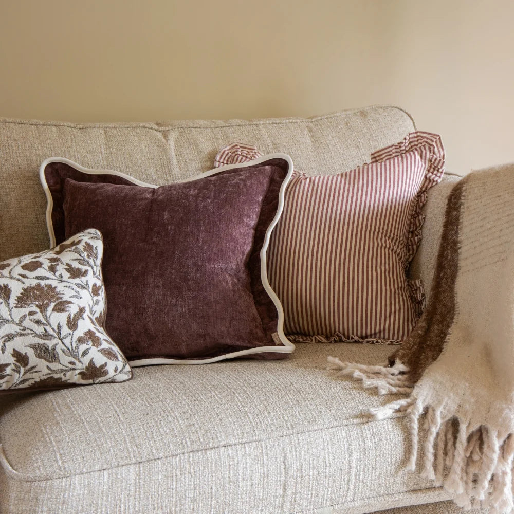 Darcy Burgundy Stripe Cushion Cushion Cover 45x45