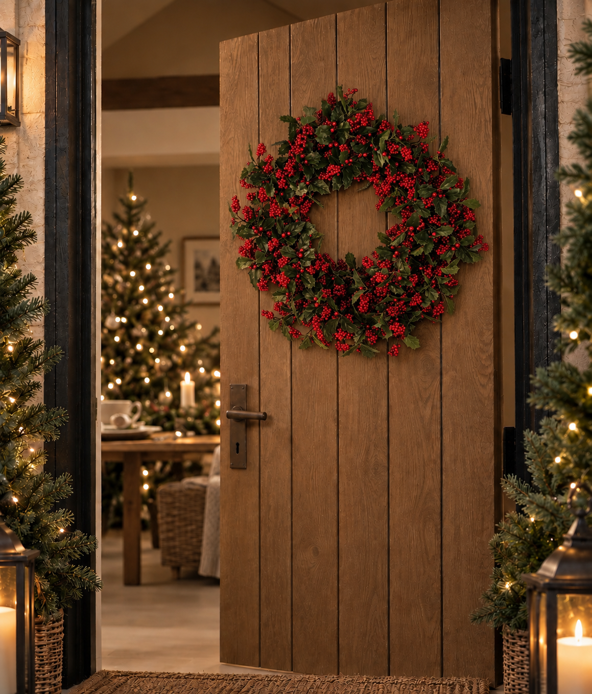 Luxurious berry and holly wreath