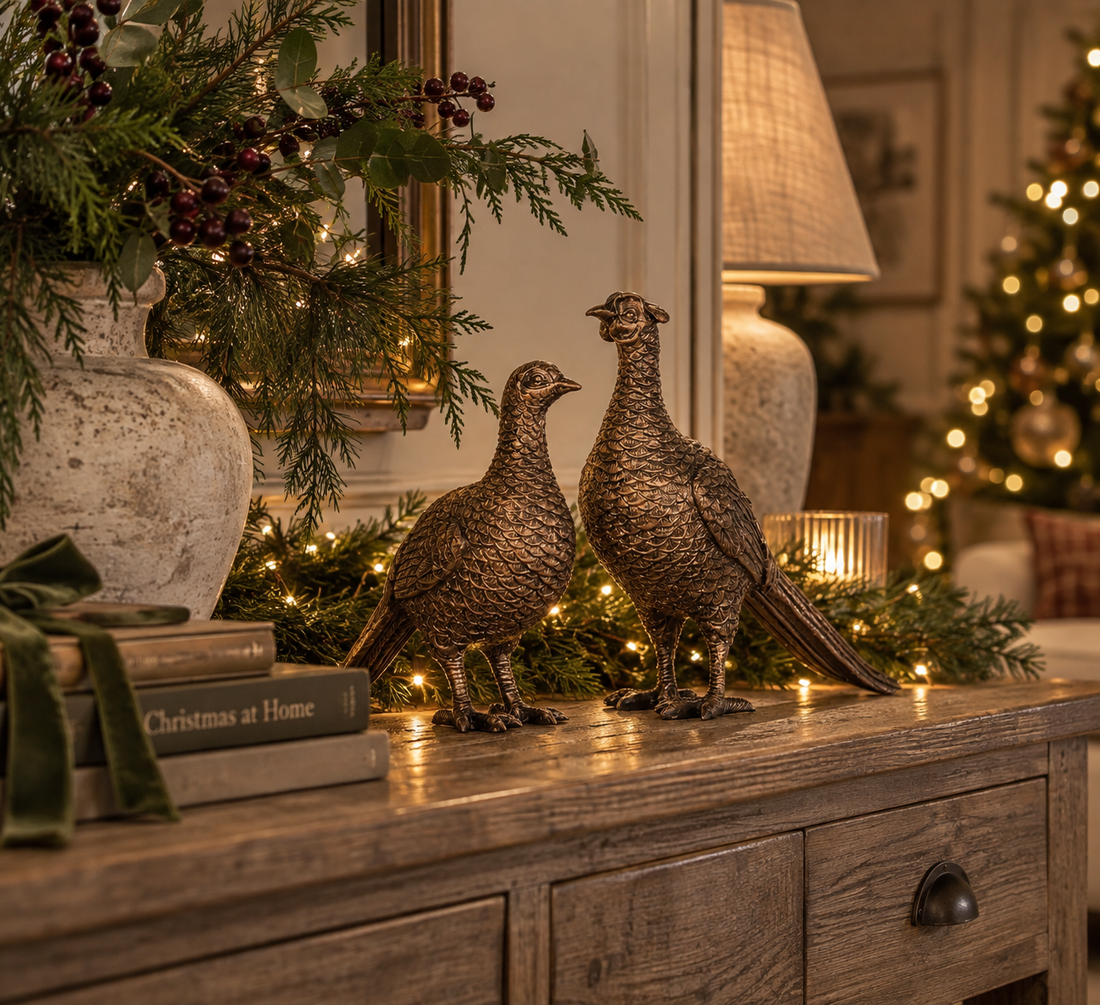 Bronze effect pheasants - set of 2