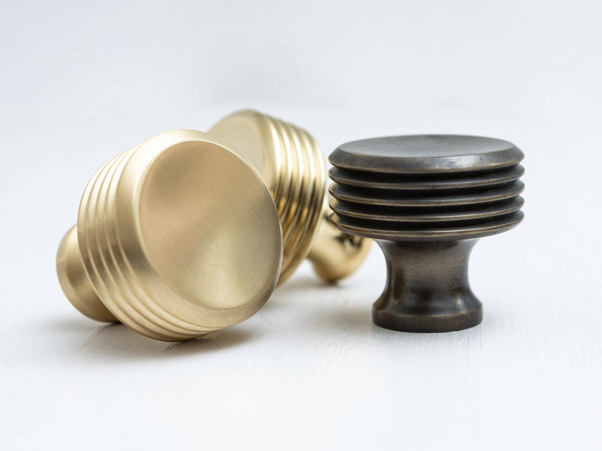 Solid Brass Kitchen Pull Handles &amp; Knobs | Reeded Design