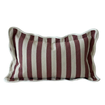 Chloe Plum Stripe Scalloped Edge Cushion Cover 50x30