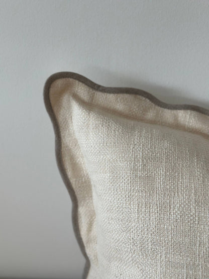 Chloe Cream &amp; Light Coffee Scalloped Cushion 45x45