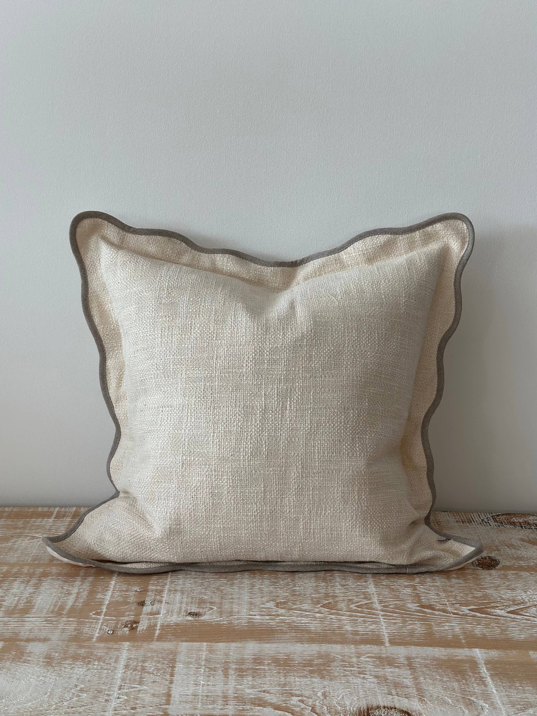 Chloe Cream &amp; Light Coffee Scalloped Cushion 45x45