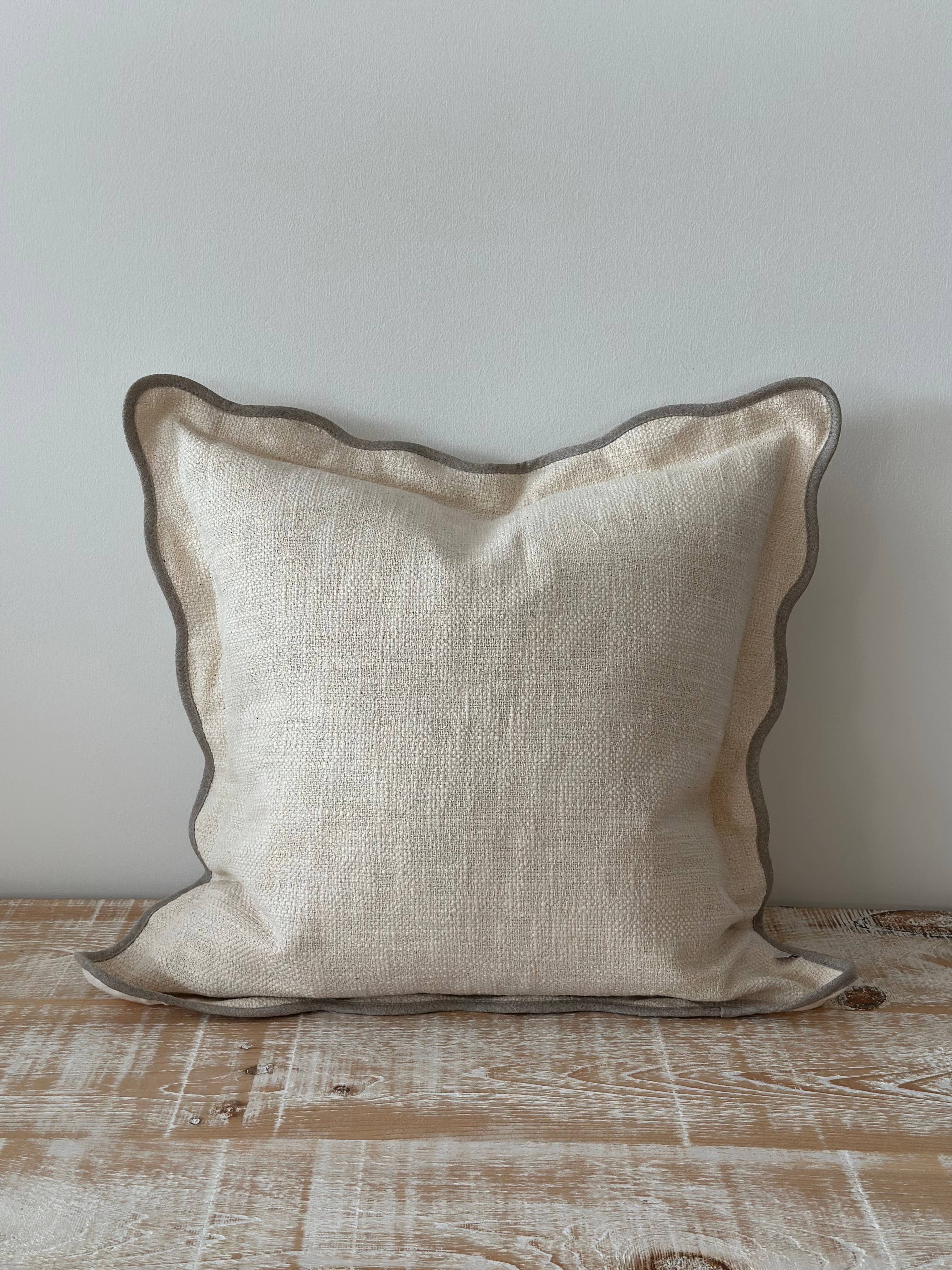 Chloe Cream &amp; Light Coffee Scalloped Cushion 45x45