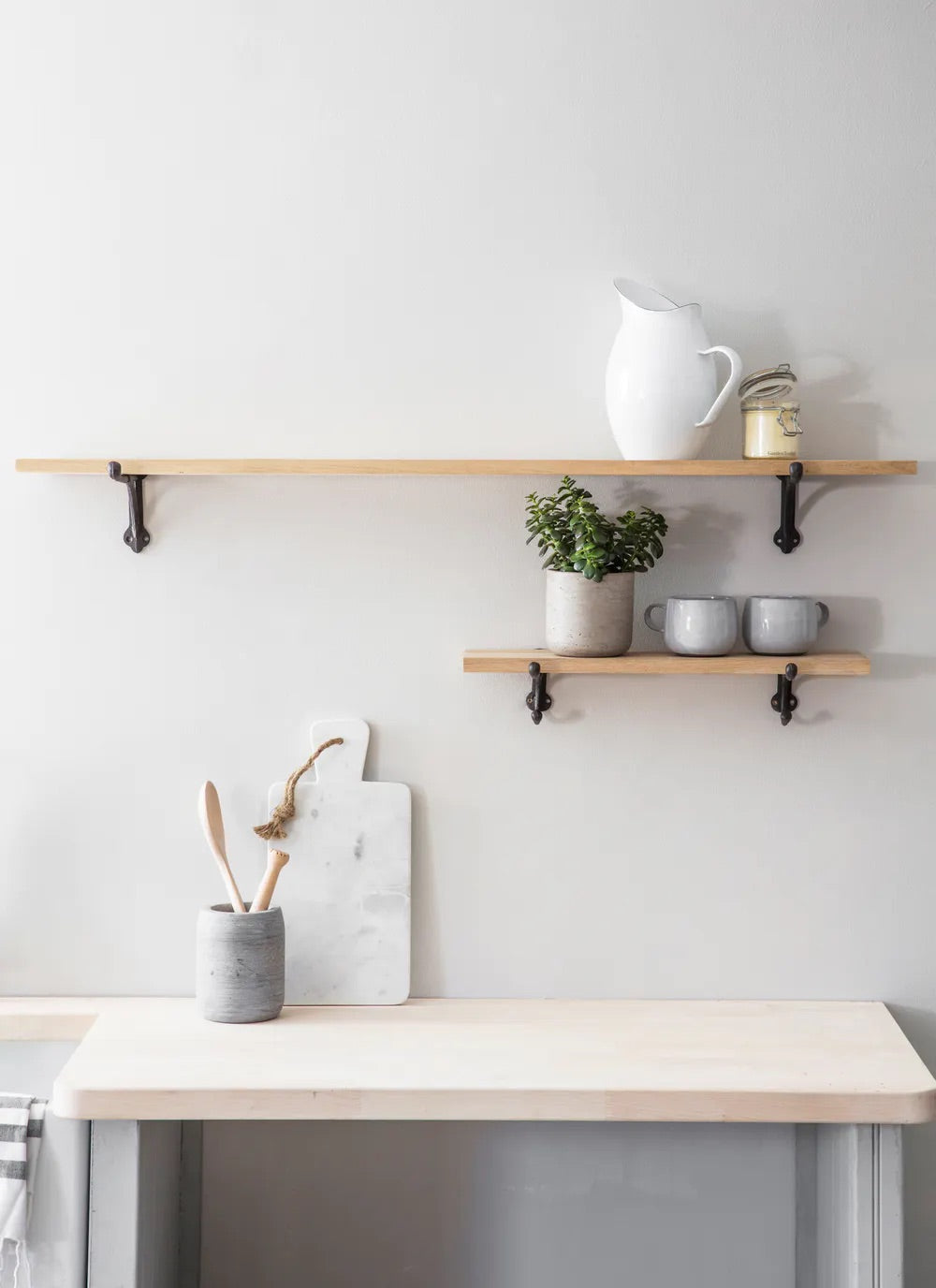 Oak &amp; Cast Iron Shelf - Small