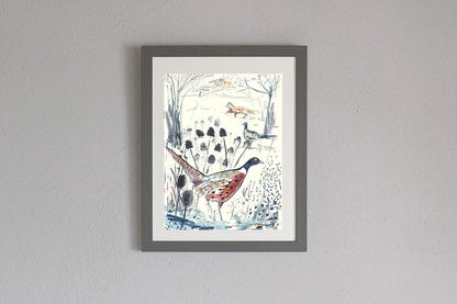 Sam Wilson The Pheasant &amp; The Fox - Unframed (PRINT ONLY)