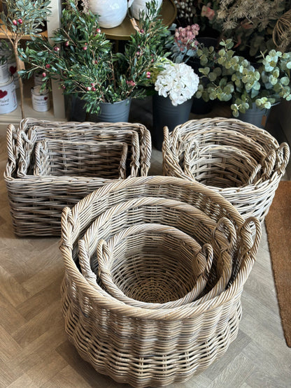Kubu Round Rattan Belly Basket - Large