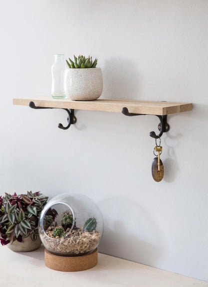 Oak &amp; Cast Iron Shelf - Small