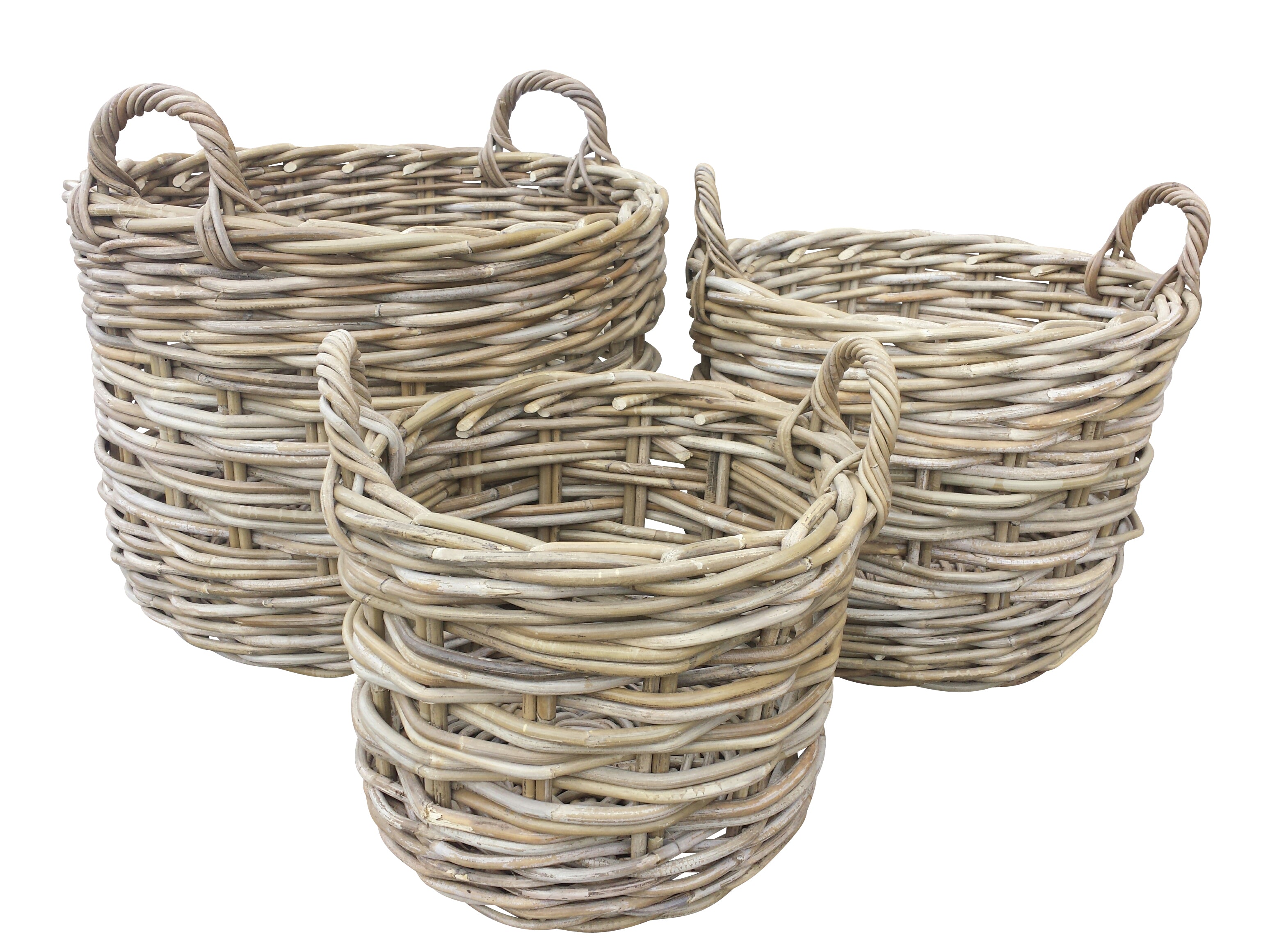 Kubu Round Rattan Lattice Basket - Medium