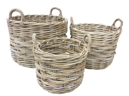Kubu Round Rattan Lattice Basket - Medium