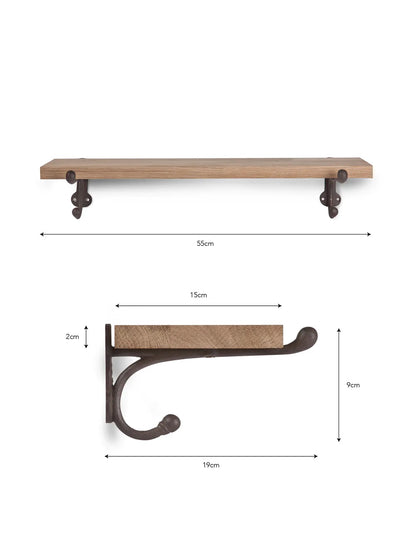 Oak &amp; Cast Iron Shelf - Small
